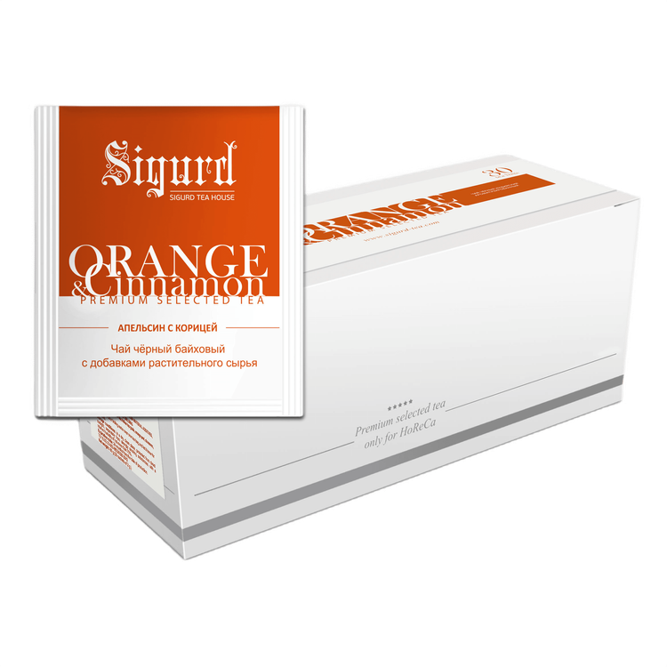 Чай пакет. SIGURD BLACK ORANGE & CINNAMON черный апельсин с корицей 2г