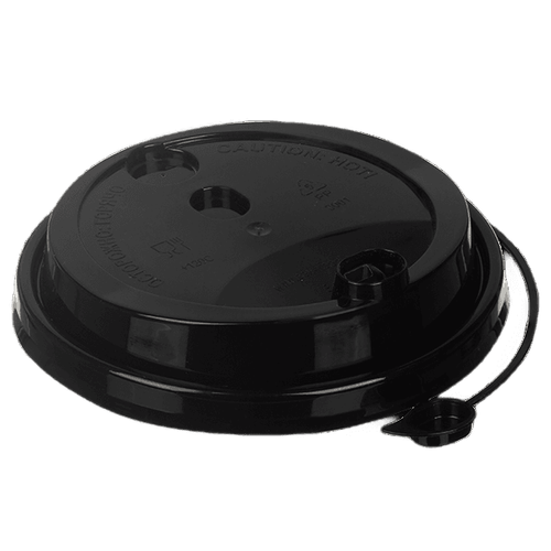 Крышка для стаканов D-90 мм, чёрная (50 шт/уп.) заглушка/пробка + пробивной слот